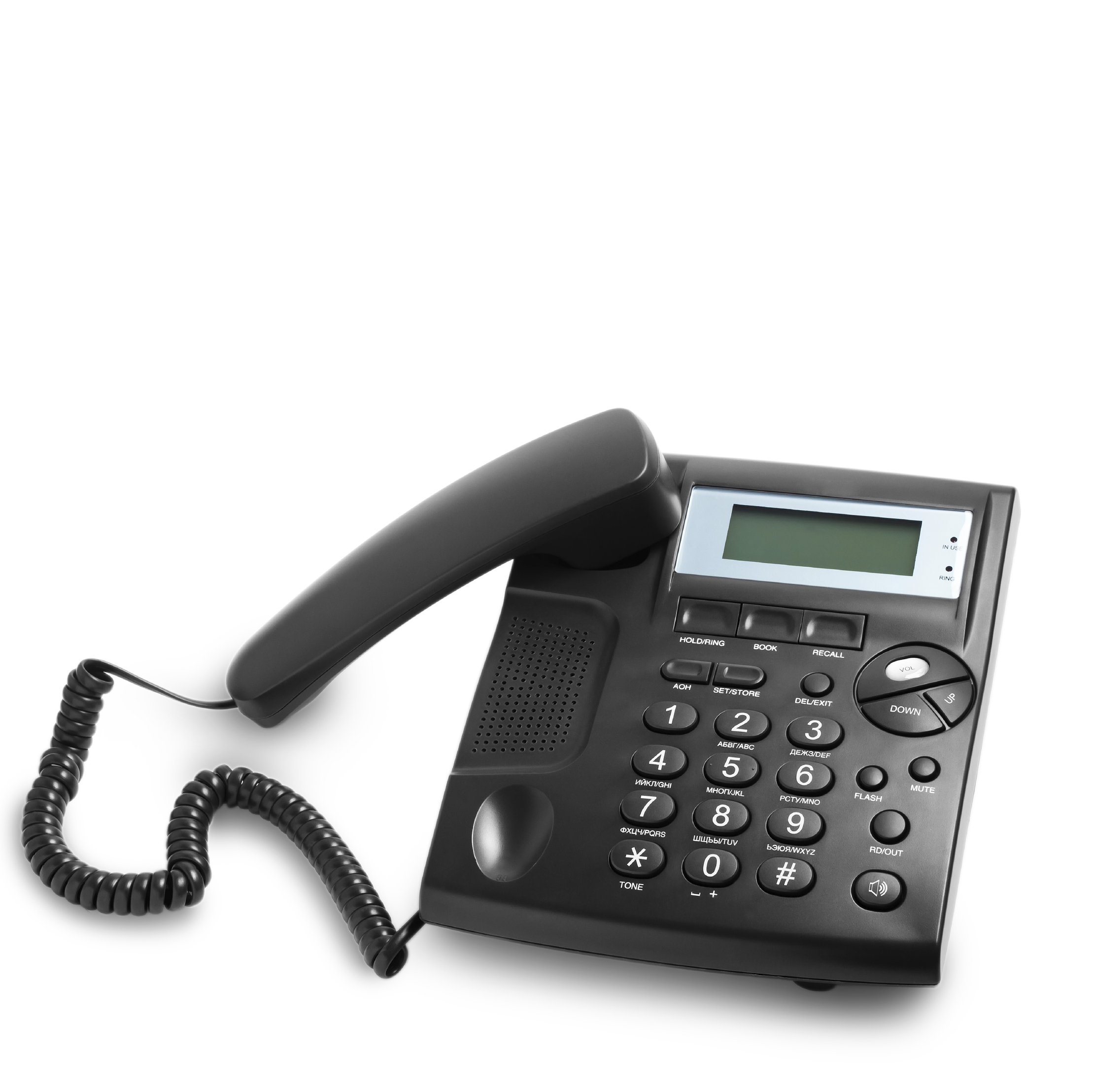 modern phone call with cord isolated
